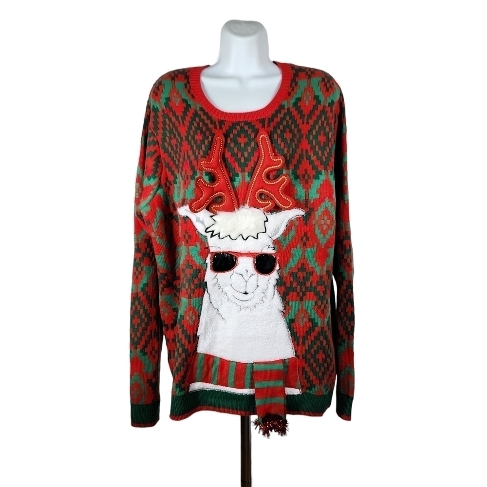 HOLIDAY TIME LLAMA UGLY SWEATER